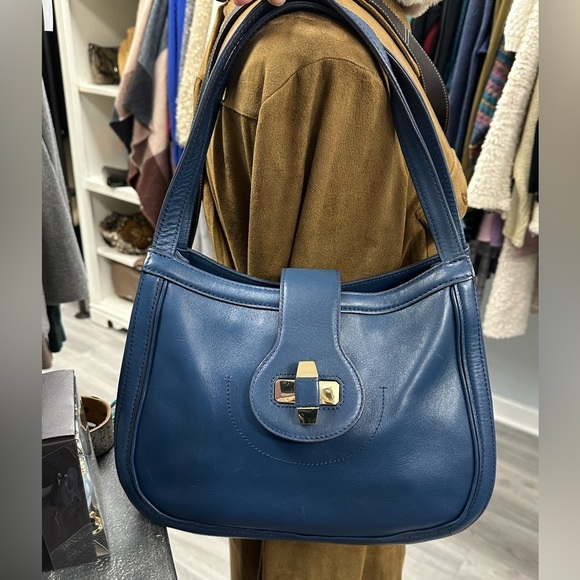TORY BURCH Serina Hobo Blue Leather Shoulder Bag - Picture 3 of 13